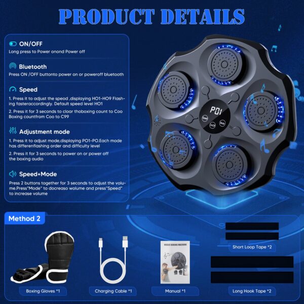 Electric Music Boxing Machine Smart Bluetooth Wall Mounted Music Boxing Trainer Gym Home Electronic Boxing Target Punching Equipment